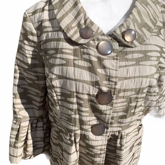 Mac & Jac‎ Camouflage Lined Blazer/Jacket Peplum Bell Sleeves Large Buttons 12 - Picture 2 of 12
